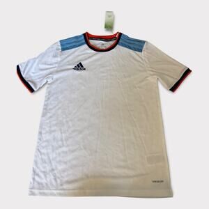 Adidas Youth Soccer Jersey - White with Blue/Orange Accents Youth Large